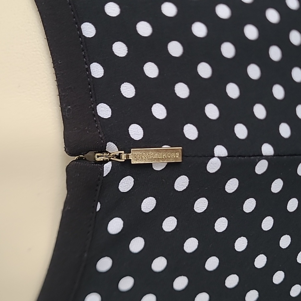 Micheal Kors polka dots black & white midi dress 2X - Picture 5 of 8